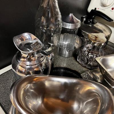 Stainless Steel Kitchen Items: Creamer, Serving Ware, Tea Kettle etc.