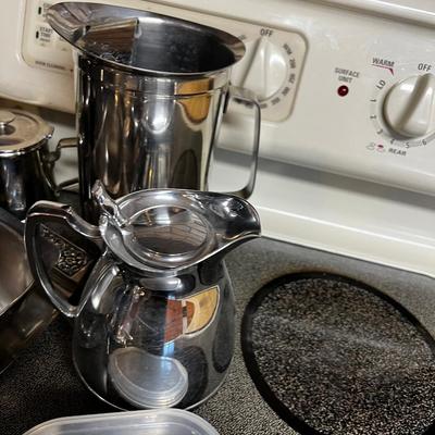 Stainless Steel Kitchen Items: Creamer, Serving Ware, Tea Kettle etc.