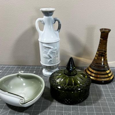 VINTAGE Glass, Green Candy, Discus Thrower, etc.