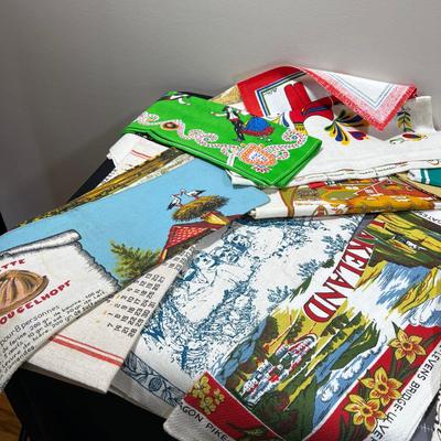 Big lot of Linen Tea Towels and Calendars