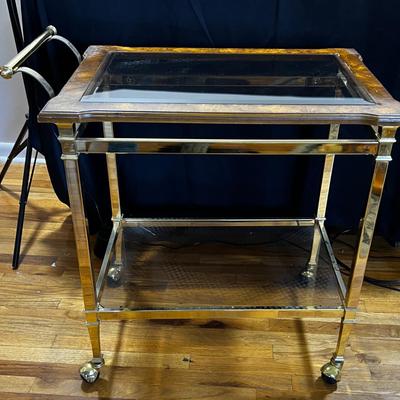 Brass and Smoke Glass Bar Cart