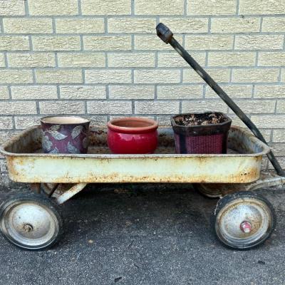 Vintage Wagon Rusty Yard Art