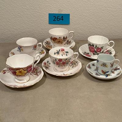 Lot of 6 Bone China Cups & Saucers