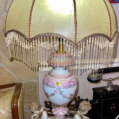 Antique cherub lamp