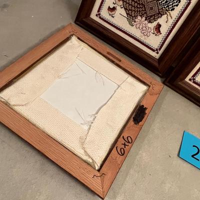 Lot of 3 Cross Stitch Chicken Pictures