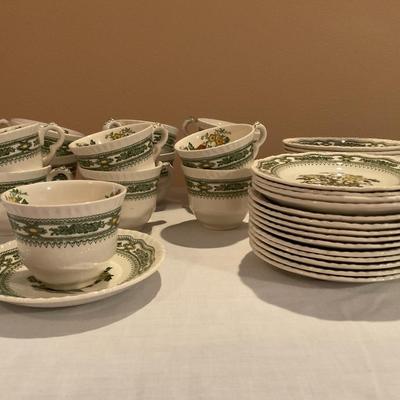 Masonâ€™s â€œManchuâ€ Green Ironstone China Set