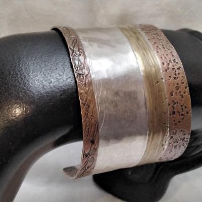 Heather Smotzer Custom Made Hammered And Designed 925/Copper Cuff 2.25" Bracelet