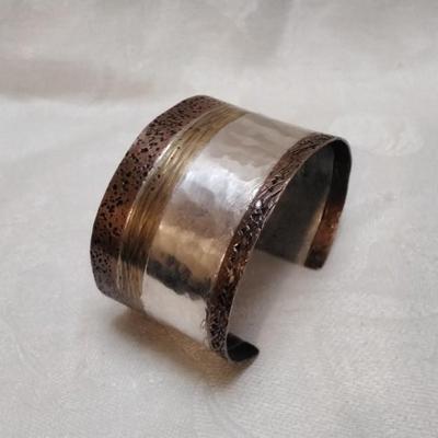 Heather Smotzer Custom Made Hammered And Designed 925/Copper Cuff 2.25" Bracelet