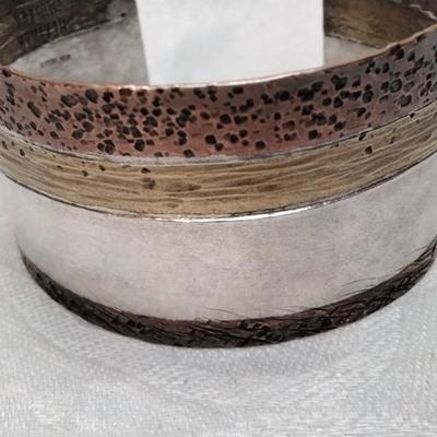 Heather Smotzer Custom Made Hammered And Designed 925/Copper Cuff 2.25" Bracelet