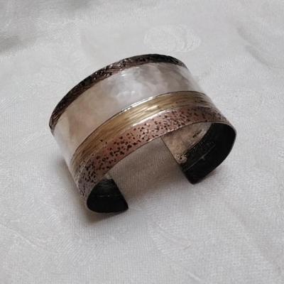 Heather Smotzer Custom Made Hammered And Designed 925/Copper Cuff 2.25" Bracelet