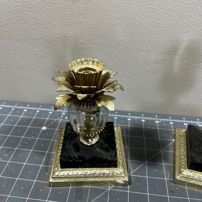 Fabulous 70' Metal & Glass Candle Sticks 