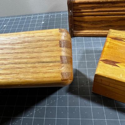 3 WOOD Items: Letter Tray, Organizer and Napkin Box