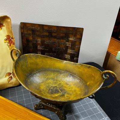 Golden Floral: Planter, Fruit Holder, Platter etc. 