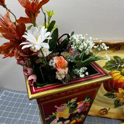 Golden Floral: Planter, Fruit Holder, Platter etc. 