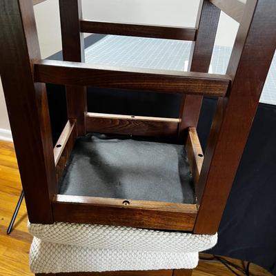 Counter Height Stools, Wood & Cotton Fabric
