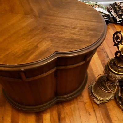 Pecan Clover Leaf Shaped End Table