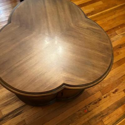 Pecan Clover Leaf Shaped End Table
