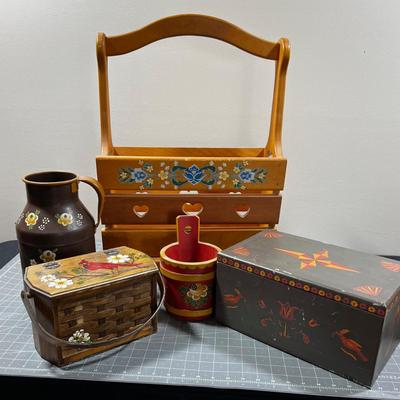 Toll Painted Items Wood and Metal 