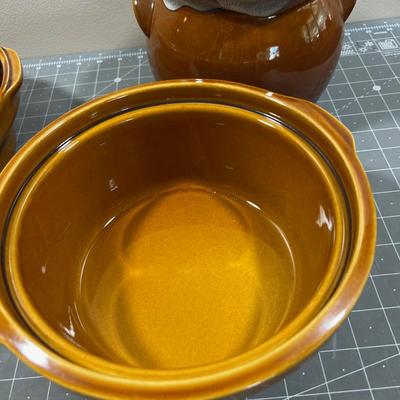 3 Crocks with Lids Stoneware