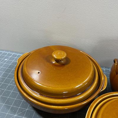 3 Crocks with Lids Stoneware