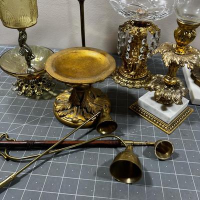 Brass Candle Stick Assortment and other dÃ©cor' items