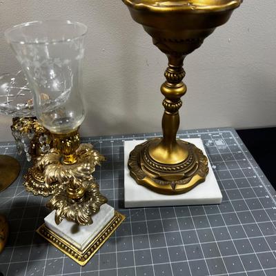 Brass Candle Stick Assortment and other dÃ©cor' items