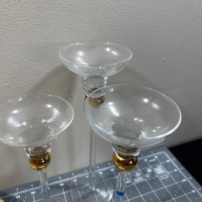 Gold Trim and GLASS: Ashtray, Candle Holder, Coasters