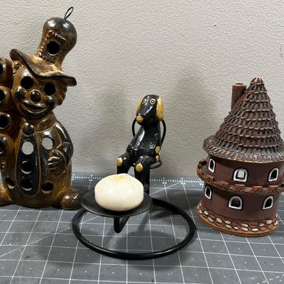 Votive Holders: Dog, Clown & House