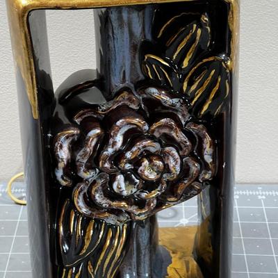 MCM Gold & Brown Ceramic Lamp 