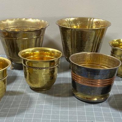 Lots of Brass Planters (8)