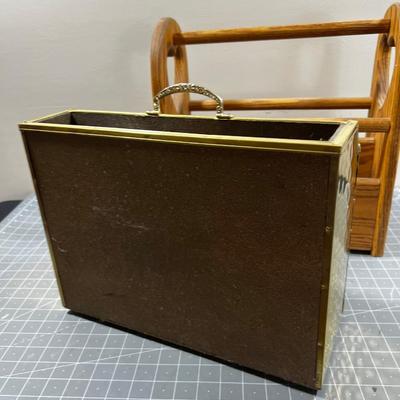 AWESOME Magazine Rack Brass  and Oak Hearts 