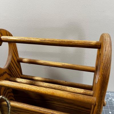 AWESOME Magazine Rack Brass  and Oak Hearts 