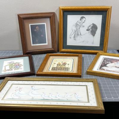 6 Small Framed Pictures Mostly 8 x 10