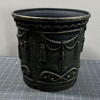 Black & Gold Painted Cast Iron Planter