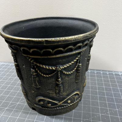 Black & Gold Painted Cast Iron Planter