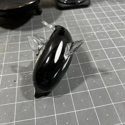 3 Glass Decorative Items Including a Killer Whale