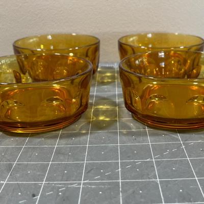 4 Indiana Glass Amber Berry Bowls