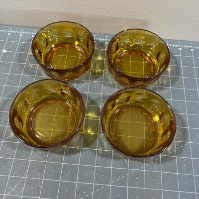 4 Indiana Glass Amber Berry Bowls