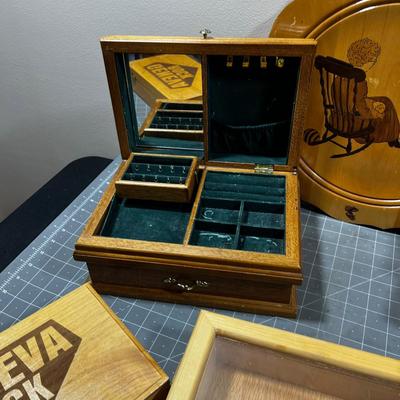 Lots of Wood Jewelry Boxes, Tray and Shadow Box etc. 