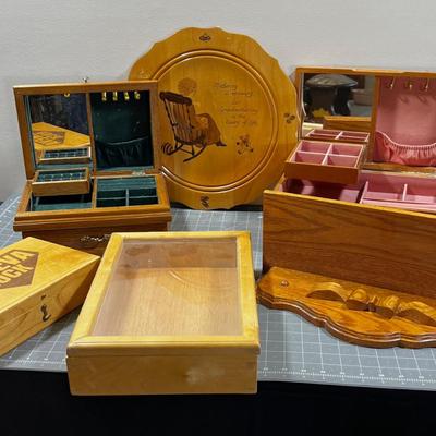Lots of Wood Jewelry Boxes, Tray and Shadow Box etc. 