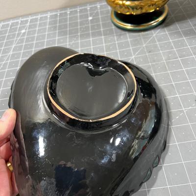 Black Green & Gold; Decorative Dishes and Planters (4) 