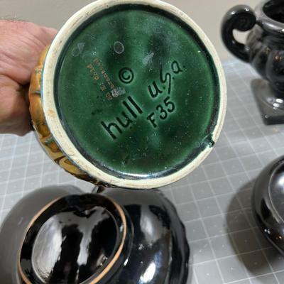 Black Green & Gold; Decorative Dishes and Planters (4) 