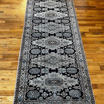 Nice Runner, Blue/Oatmeal Color Fine Weave