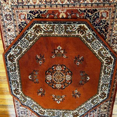 RUST Octagon and Matching Rectangle Rug. 