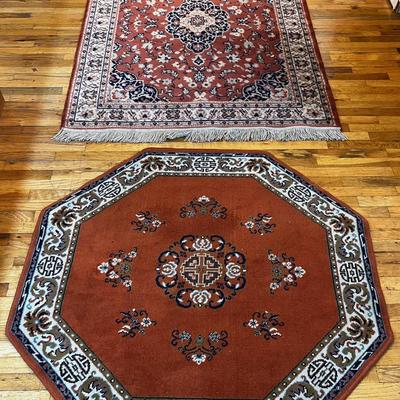 RUST Octagon and Matching Rectangle Rug. 