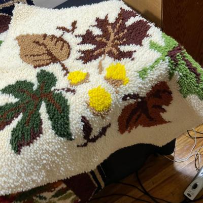 2 Hook Rugs / Wall Hangings; Leaves and Floral! 