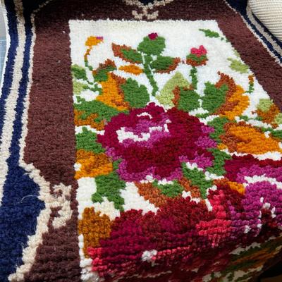 2 Hook Rugs / Wall Hangings; Leaves and Floral! 