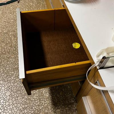 Wood Particle Board with Drawers with Peg Board Back  On Top  Cabinet #D 