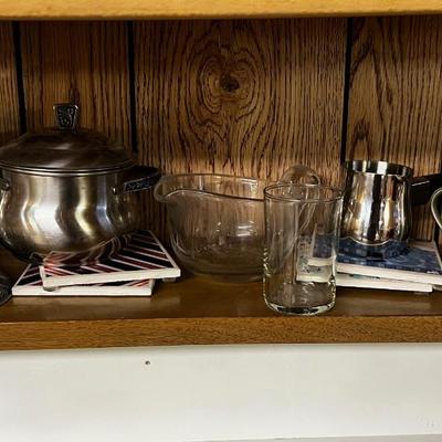 Small lot of Kitchen Stainless Steel, Pewter & Glass 