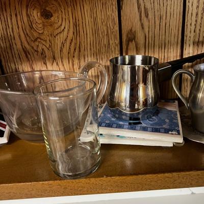 Small lot of Kitchen Stainless Steel, Pewter & Glass 
